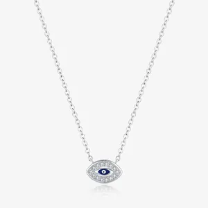 925 Sterling Silver Evil Eye Necklace With Blue Enamel And Cubic Zirconia Minimalist Good Luck Jewelry For Women