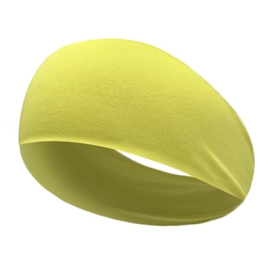 Close-up of fluorescent yellow sports headband showing elastic knitted fabric texture