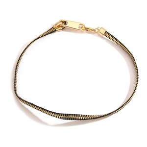18K gold plated zipper-style necklace featuring creative industrial punk design