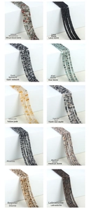 Detailed grid of ten natural stone spacer beads in cylindrical shapes for DIY jewelry