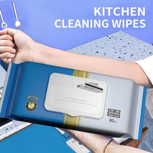 Kitchen Cleaning Wipes Heavy Duty Oil Removal Degreasing Thickened Artificial Pearl Pattern Nonwoven Fabric For Cooktop Countertop