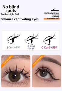 Comparaison des courbures J, B et C pour faux cils naturels épais style petit diable