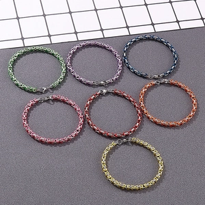 Colorful 4mm stainless steel emperor chain bracelets with secure lobster clasps