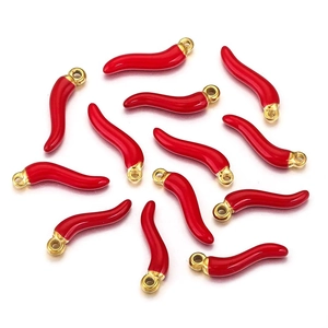 Red Chili Pepper Pendant Stainless Steel Enamel Vegetable Charm For DIY Jewelry Making Earrings Necklace Crafting