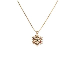 Christmas Snowflake Pendant Necklace Gold Plated Copper Multi Colored Zircon Enamel Exquisite Jewelry For Women Holiday