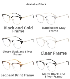Selection of six semi-rimless anti-blue light glasses in various trendy color options