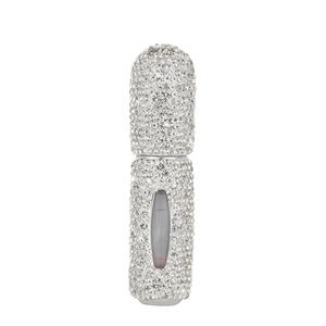 Portable diamond-encrusted refillable perfume spray bottle with visual liquid window