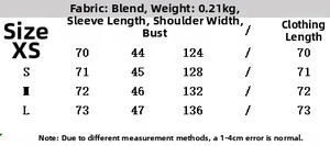 Guide des tailles pour chemise à carreaux femme avec mesures pour XS, S, M et L