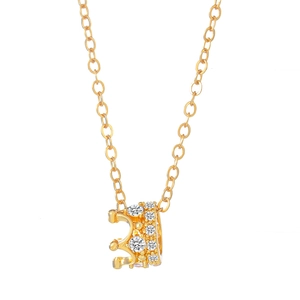 Luxurious gold crown necklace with sparkling cubic zirconia crystals for women