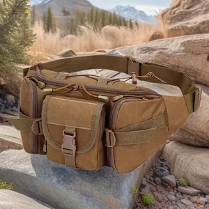 Tactical Waist Bag Waterproof Oxford Cloth Multi Pocket Outdoor Hiking Fishing Fanny Pack Camouflage Sports Chest Bag Men Women