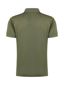 Olive green short sleeve polo shirt for men featuring a classic collar and back view