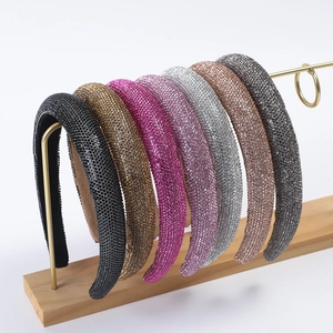 Sparkling Rhinestone Padded Headband For Women Wide Sponge Hair Hoop With Velvet Lining Elegant Sweet Party Headwear