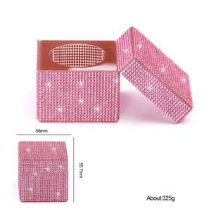 Pink crystal square nail art jar with rhinestones, dimensions 58mm by 55.7mm and 325g