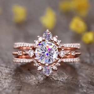 Bagues En Cuivre Style Palais Baroque Pour Femmes Avec Zircone Plaqué Or Rose Pierre Coupe Ronde Bijoux Vintage