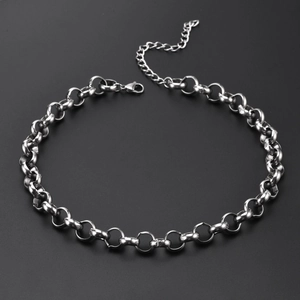 Polished silver stainless steel 12mm thick chunky chain necklace with lobster clasp