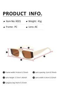 Detailed size specifications for Y2K oversized sunglasses with PC frame and AC lenses