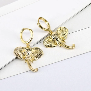 Chic 925 silver needle elephant earrings in polished gold for women accessory