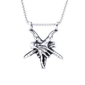 Gothic punk silver devil hand gesture pendant necklace made of stainless steel