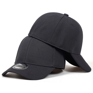 Classic dark grey six-panel fitted baseball cap with textured fabric and flat brim