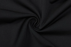 Macro shot of premium black knitted fabric texture with elegant spiral pleated details