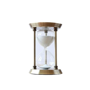 Vintage bronze metal hourglass timer with white sand for creative office decor and gifts