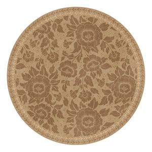 Retro floral round carpet with waterproof linen texture for living room coffee table decor