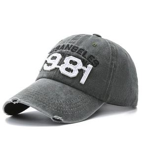 Vintage dark gray Los Angeles 1981 embroidered baseball cap with distressed details