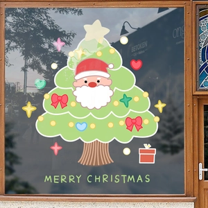 Adesivi natalizi per finestre con Babbo Natale e albero per decorazioni festive in vetro