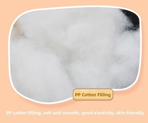 Detail view of soft PP cotton filling showing its elastic and skin-friendly texture