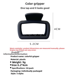 Detailed size specifications for the 5.2x4cm matte black square hair claw clip for women