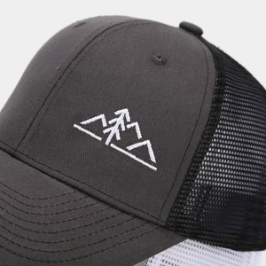 Outdoor mesh baseball cap with mountain embroidery and breathable patchwork design