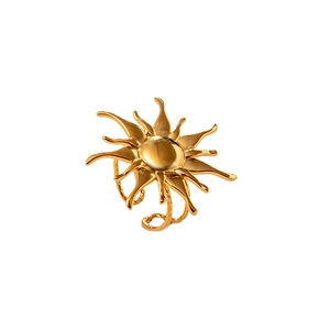 Minimalist double-layered sun opening ring in bright gold stainless steel finish