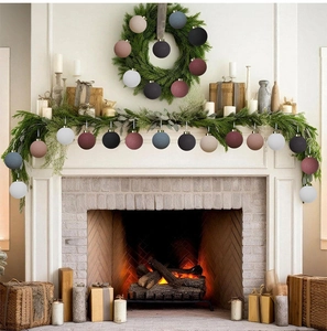 Detailed view of 8cm cement texture Christmas balls in multiple colors for festive decor