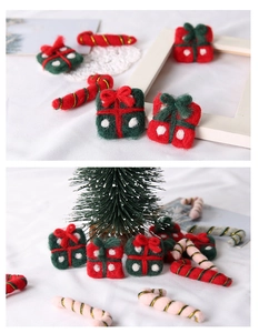 Felt Christmas gift boxes and candy canes decorations for DIY holiday tree ornaments