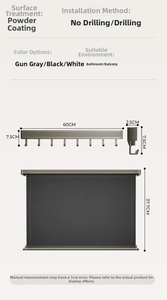 Detailed dimensions of wall-mounted drying rack with 60cm width and spray-coated finish