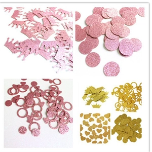 Glitter Paper Confetti Heart Star Crown Ring Shape Wedding Birthday Party Table Decorations Sparkling Gold Rose Gold