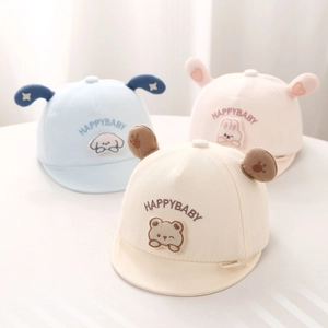 Weiche Baumwollmischung Baby Baseballkappe Sonnenhut Mit Cartoon Tierohren Süße Stickerei Für Kleinkinder Outdoor
