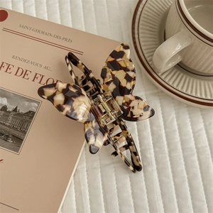 French style tortoise shell acetate butterfly hair claw clip with strong metal spring