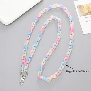 120cm colorful macaron acrylic crossbody phone case chain with silver metal clasps