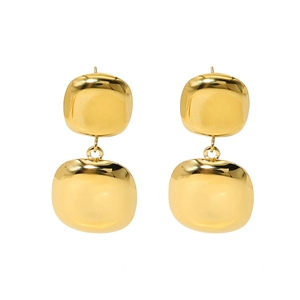 Modern irregular geometric gold earrings with hammered texture in stainless steel