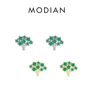Tree Of Life Stud Earrings 925 Sterling Silver With Green Cubic Zirconia Tiny Minimalist Jewelry For Women