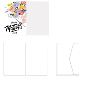 Floral Happy Mother's Day card set with matching envelope and foldable blank inner page