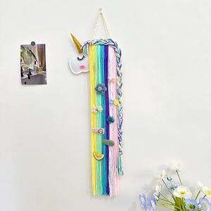 Organisateur mural licorne arc-en-ciel pour accessoires et barrettes à cheveux