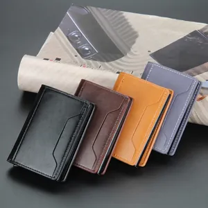 Slim RFID blocking credit card holder for men with pop-up aluminum wallet case