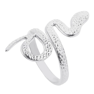 Anello regolabile a forma di serpente argento con trama a squame e design a spirale