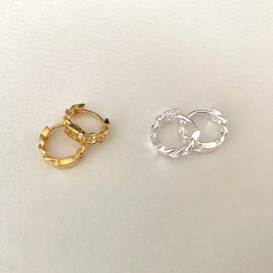 Elegant 925 sterling silver chain link hoop earrings in gold and silver finishes