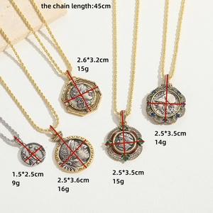 Ethnic tribal style embossed coin pendant necklaces in gold and silver finish