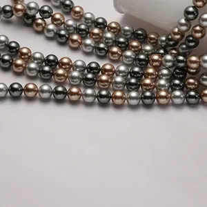 Mixed Color Glass Imitation Artificial Pearl Round Beads High Gloss Elegant Loose Beads For DIY Jewelry Making Craft Bracelet