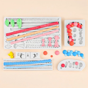 Silikon-Fondantform-Set für Blatt- und Seilmuster zur Tortendekoration mit Gebäckbeispielen