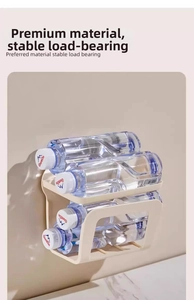 Wall-mounted cream shelf showing strong weight-bearing capacity with water bottles